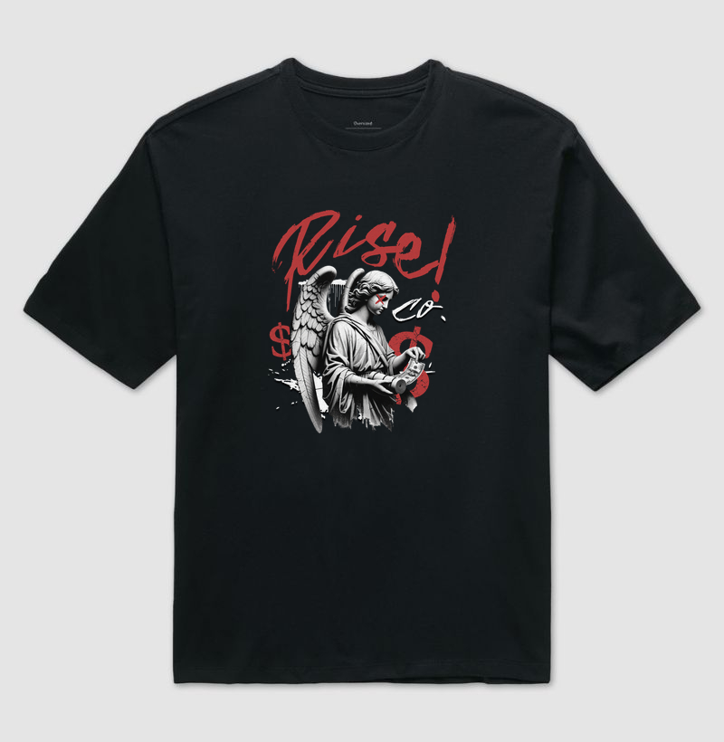 Camiseta Oversized Rise! Streetwear Estampa Premium Unissex – Moda Urbana
