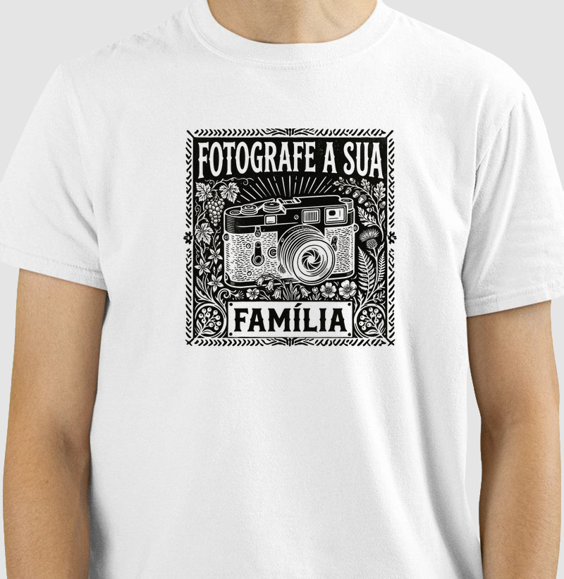 Camiseta Fotografe a sua família - Algodão Premium - ilustração preta
