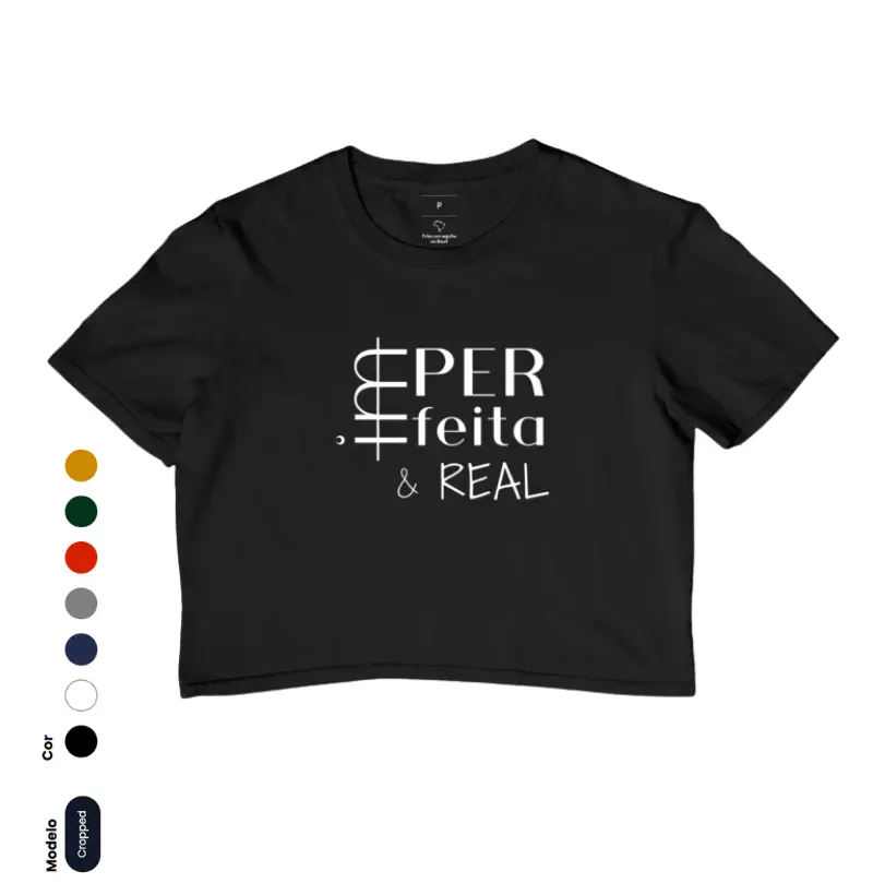 CROPPED IMperfeita & REAL estampa preta e branca