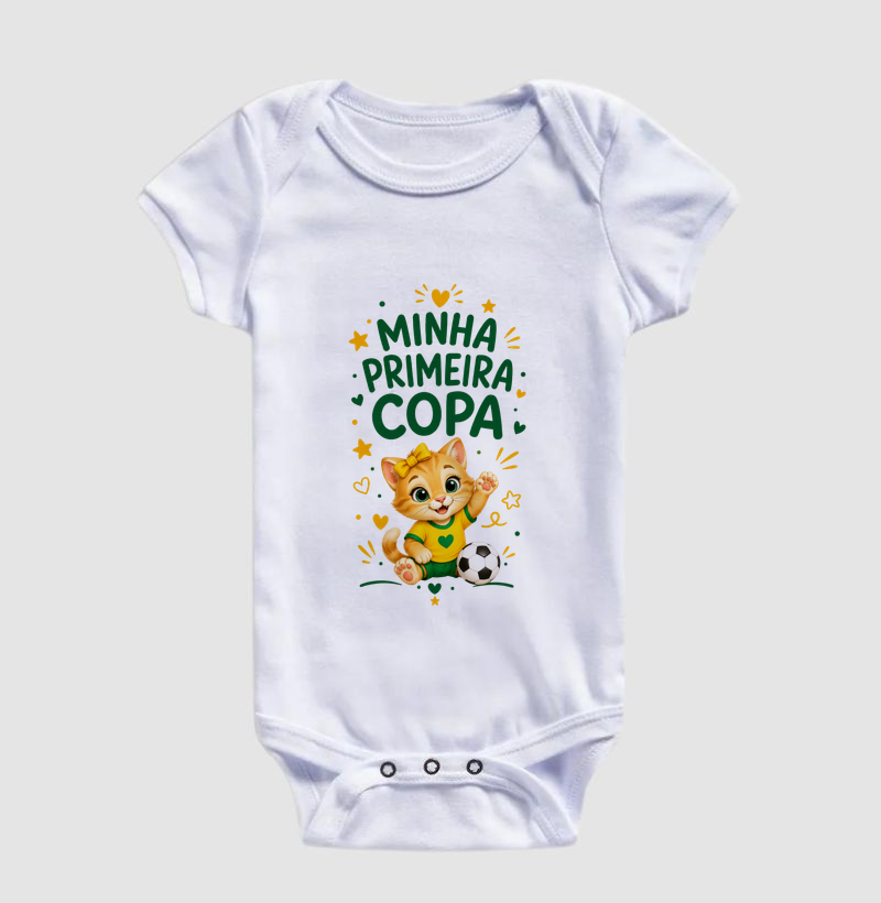 Minha primeira Copa - gatinha (body bebê)