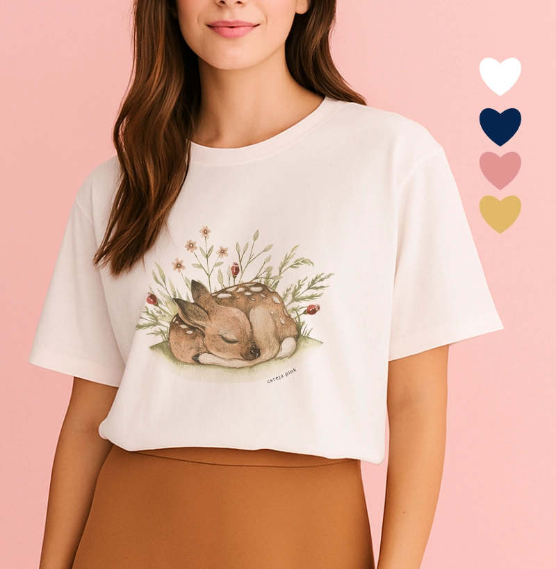 T-Shirt Feminina Ilustrada Cervo