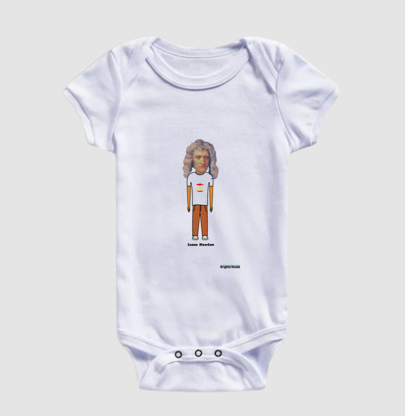 Body Bebê Algodão Premium Estampa: BrighterHeads - Isaac Newton #R484