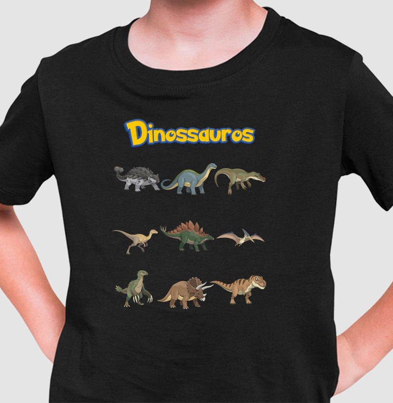 Camiseta Dinossauros Pokemon Grupo T-rex Algodão Premium Dinoloco
