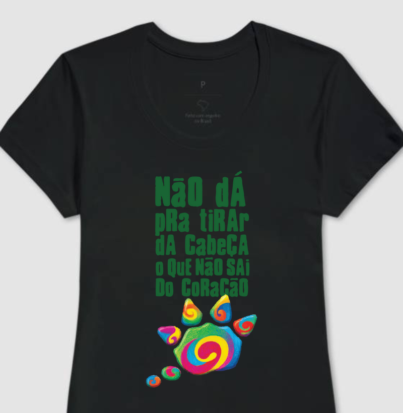Camiseta Feminina Camaleão Cabeça e Coração