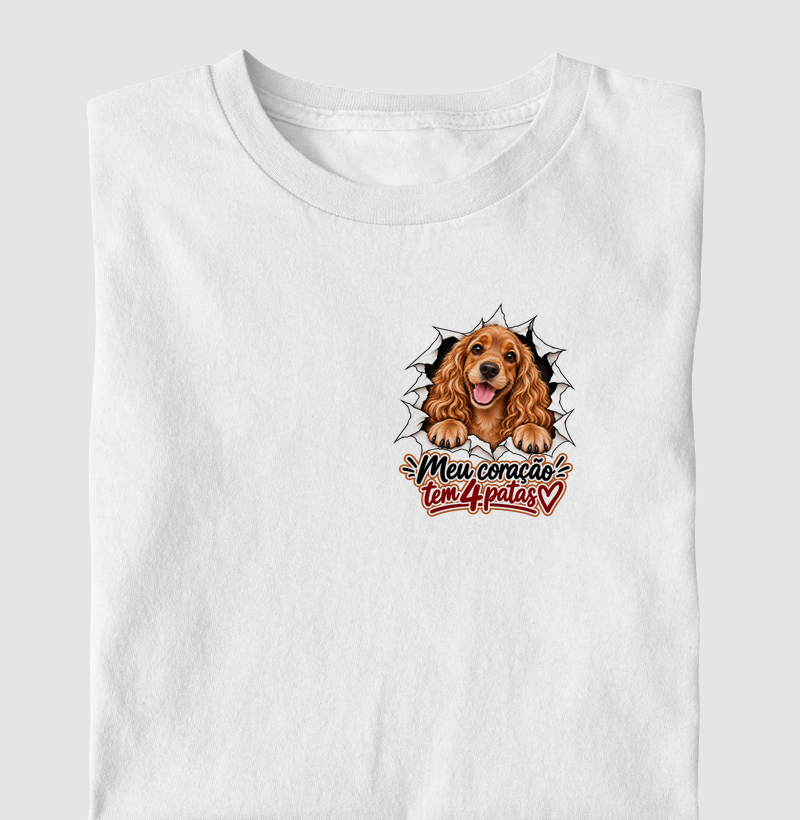Meu coração tem 4 patas - Cocker Spaniel - Camiseta