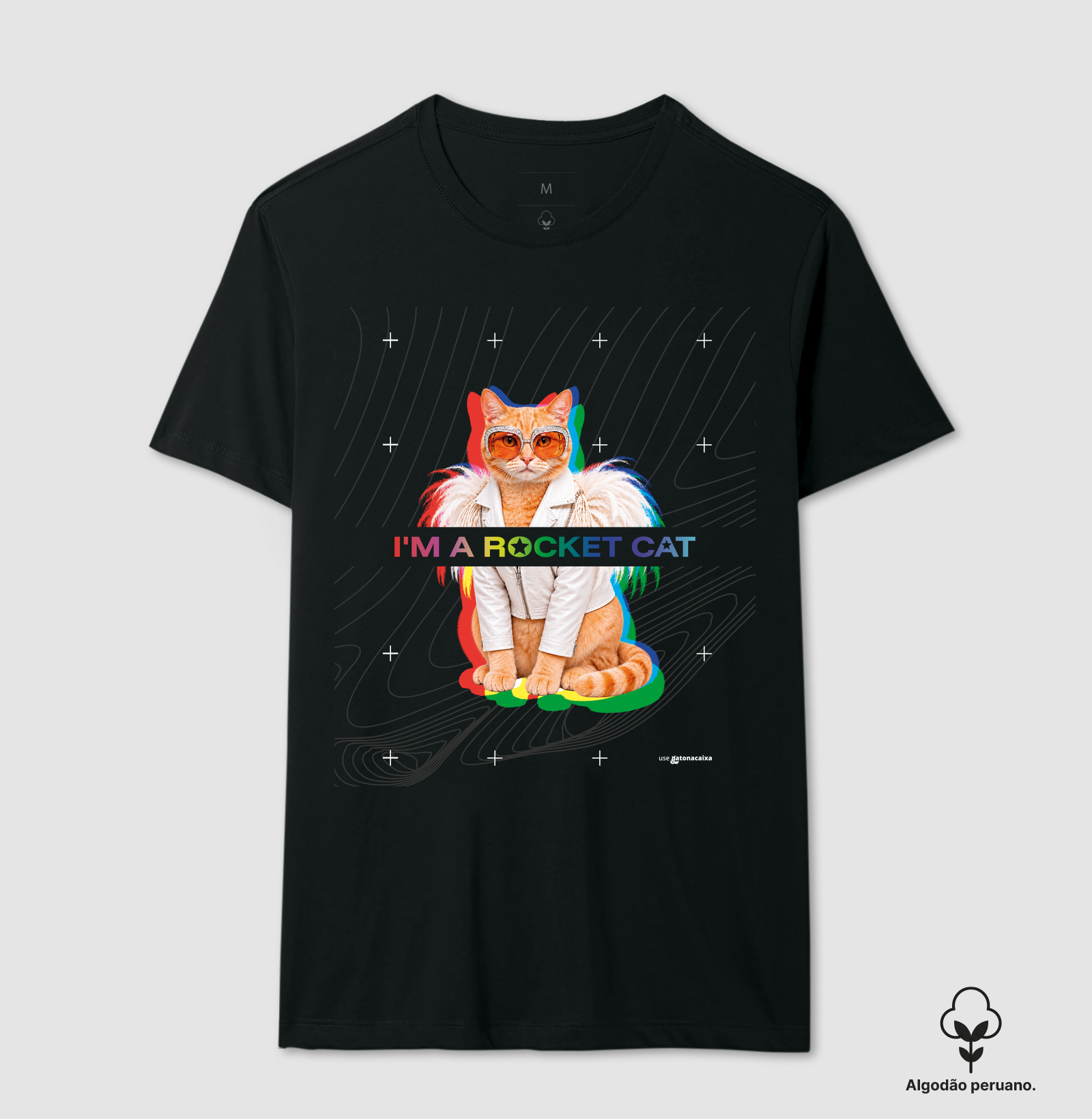 Rocket Cat - Camiseta Algodão Peruano