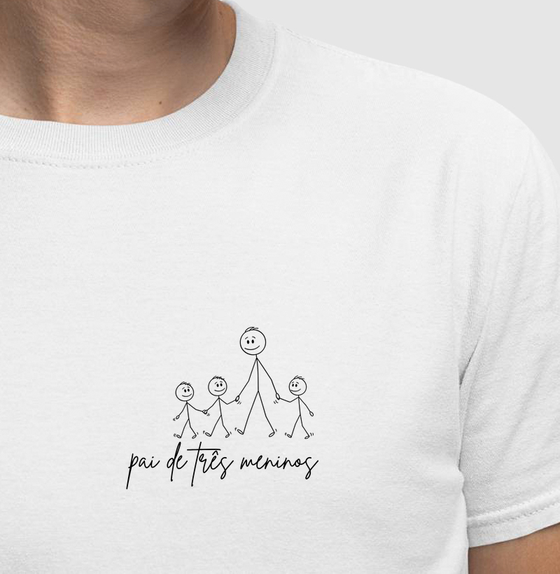 Camiseta Pai de Três Meninos - Cartoon