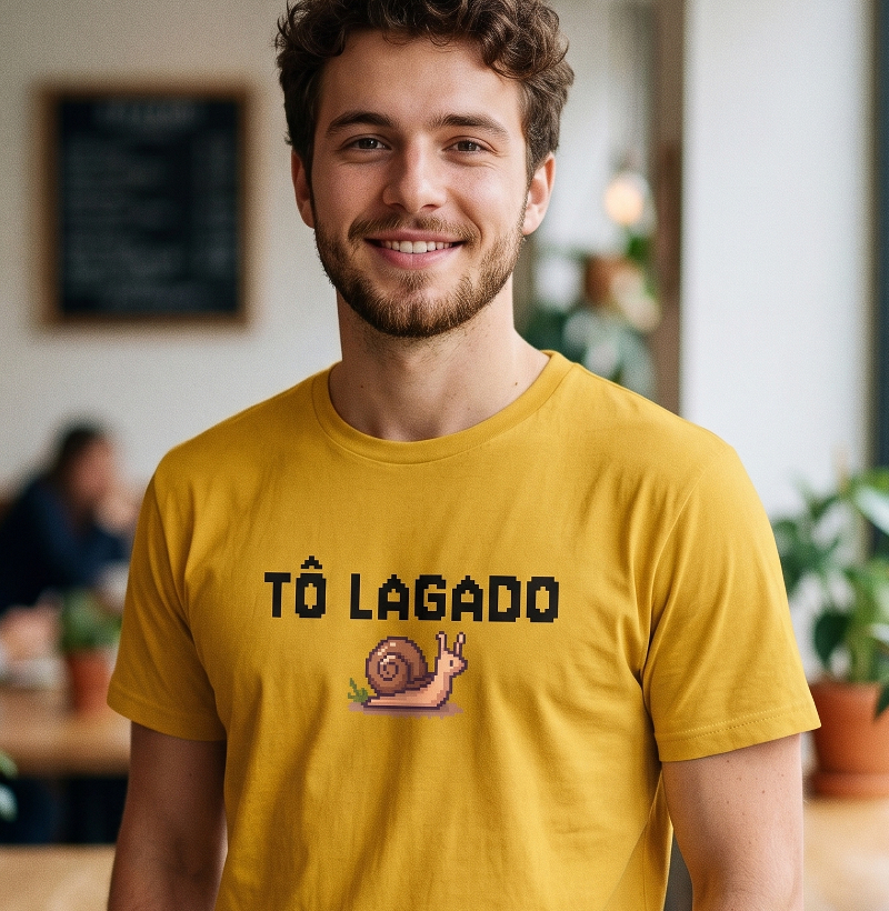 Camiseta Gamer "Tô Lagado" – Edição Caracol Pixel Art