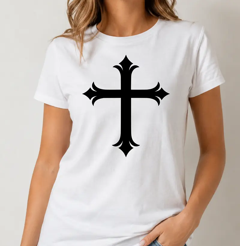 Camiseta Feminina Acinturada Cruz Sagrada - Camiseta