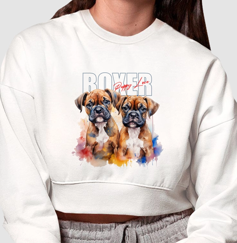 Moletom Cropped Boxer Puppy Love