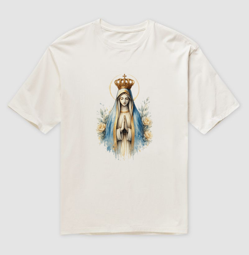 Camiseta Oversized Nossa Senhora em Aquarela