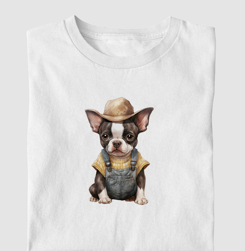 Cachorrinho macacão e chapéu