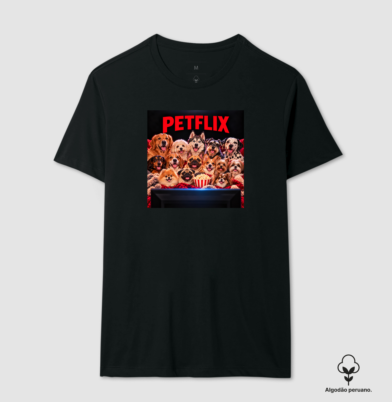 Petflix - Cachorros - Camiseta Algodão Peruano