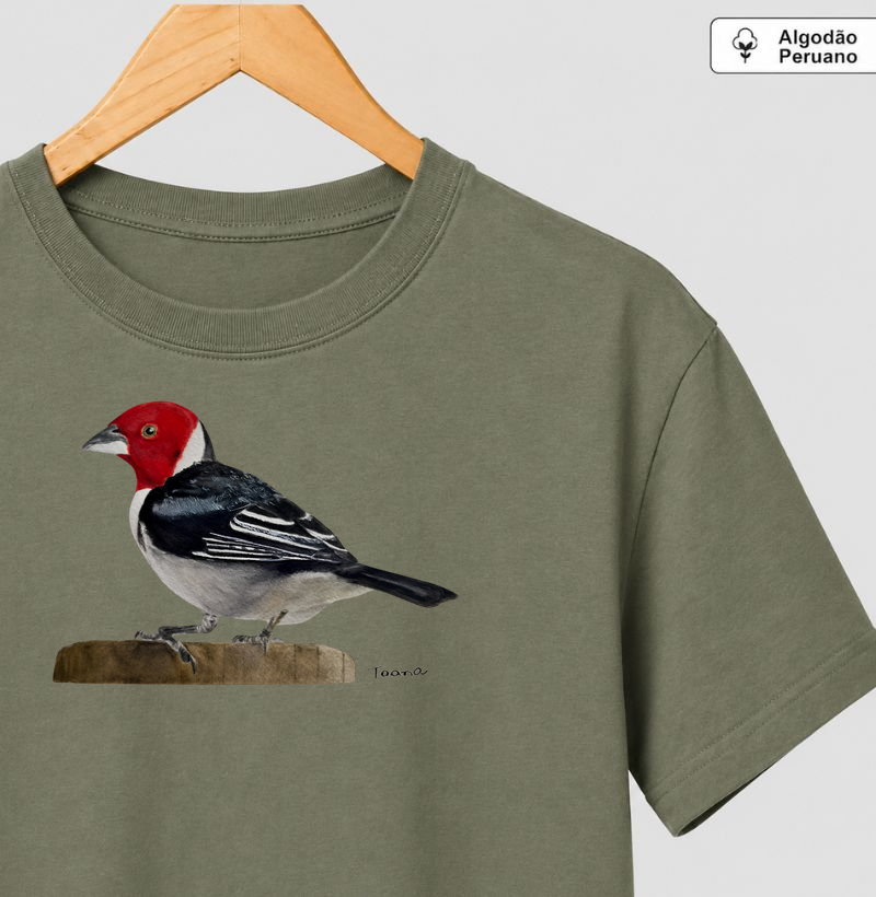 Camiseta Cardeal-do-Nordeste – Aves do Brasil Algodão Peruano