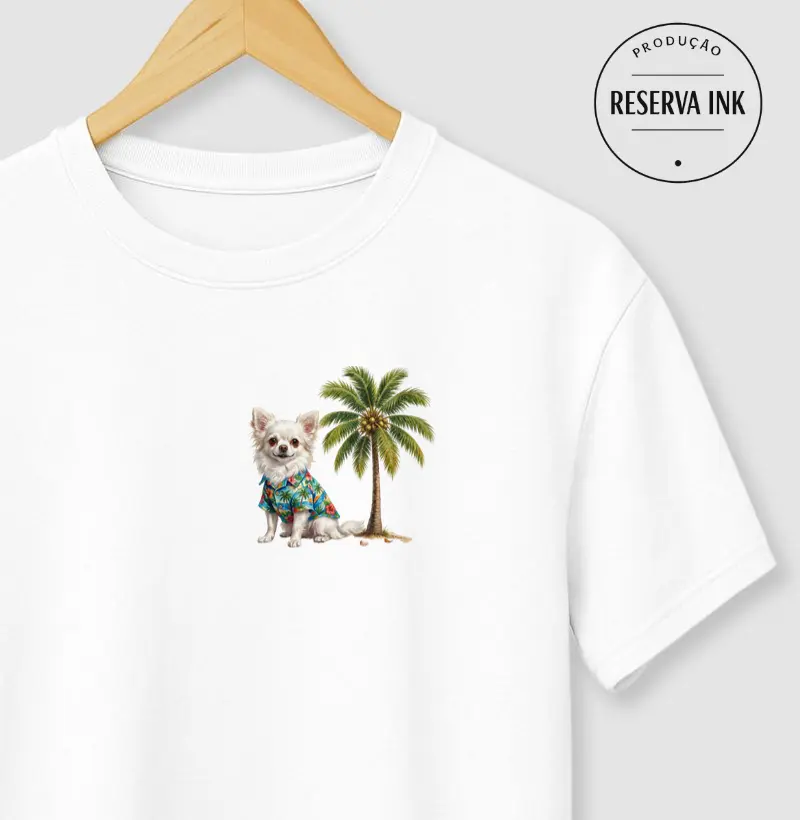 Chihuahua Branco Pelo Longo - Férias