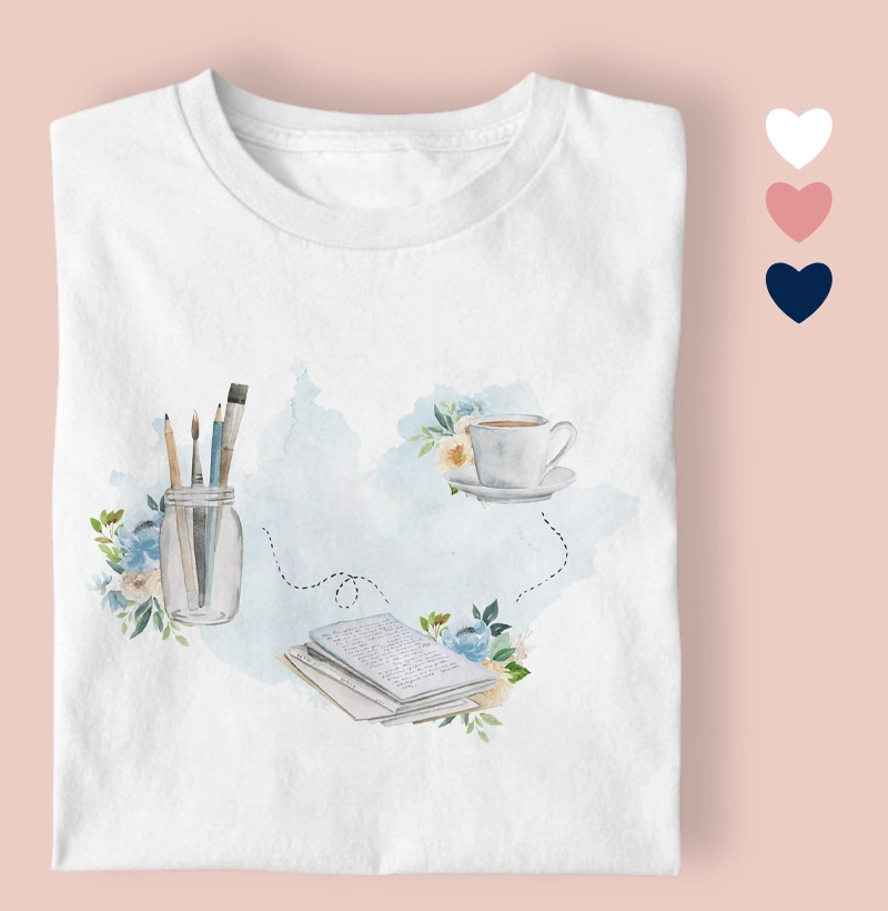 Camiseta Feminina Ilustrada Home aquarela