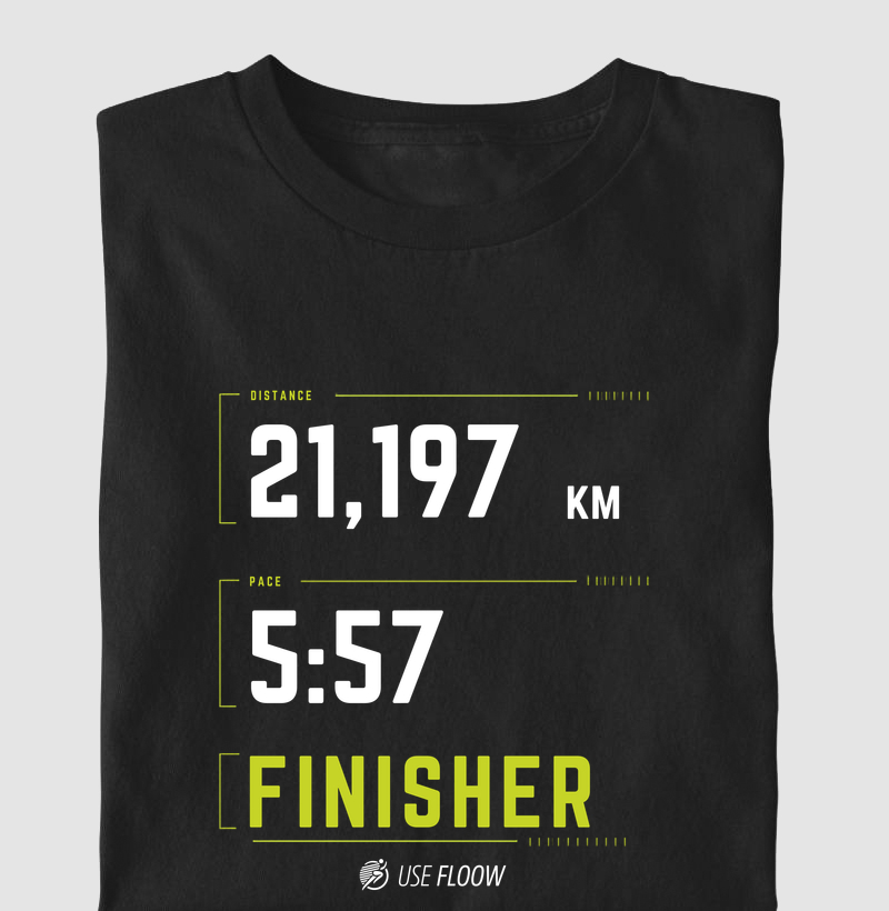 Camiseta Meia Maratona - Finisher 21 K Pace 5:57
