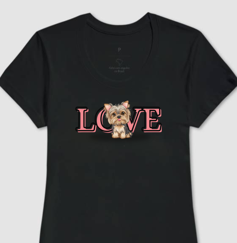 Camiseta Feminina Baby Look Love Yorkshire PT