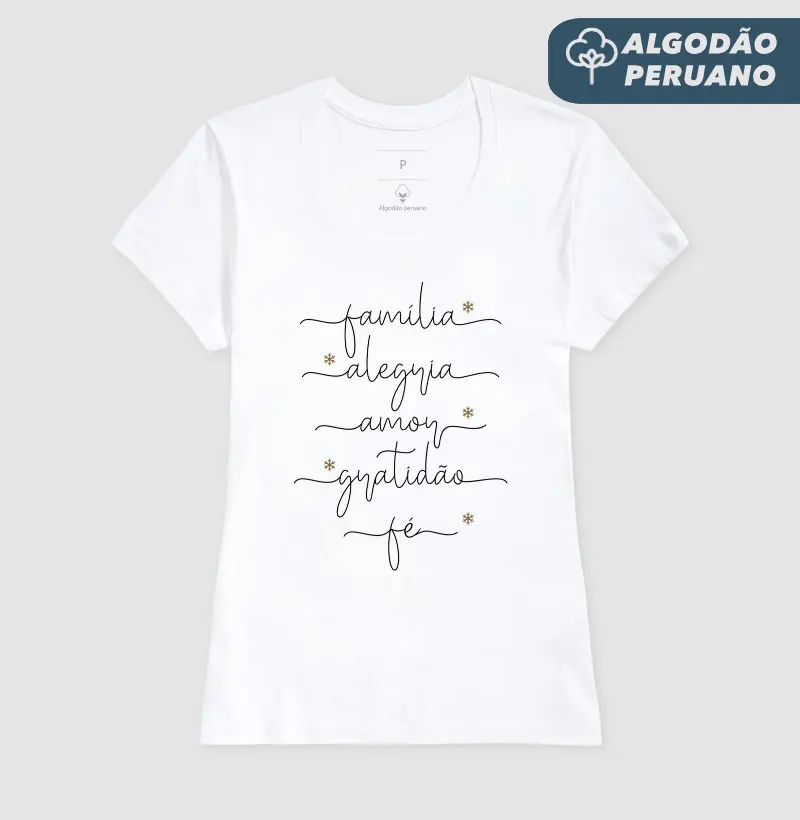 Família, Alegria, Amor, Gratidão, Fé - Estampa Preta