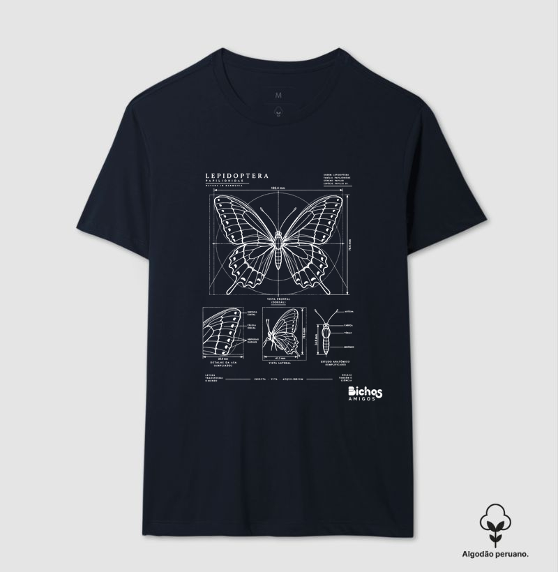 Borboleta Poster - Camiseta Algodão Peruano