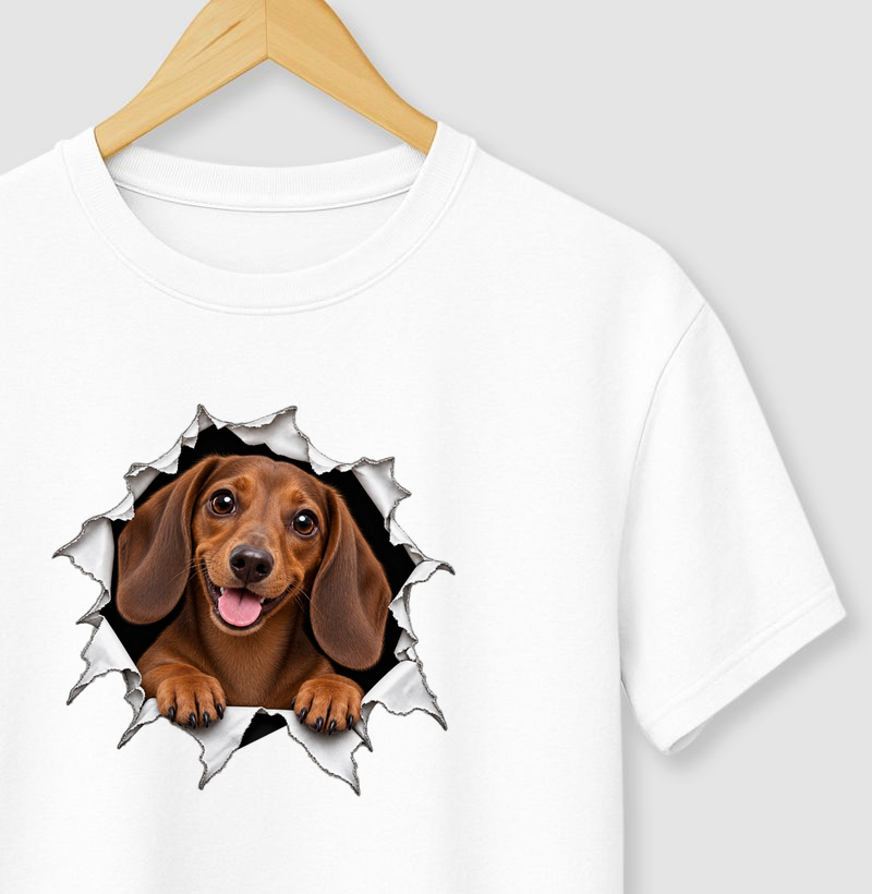 Dachshund Saindo Pelo Rasgo - Camiseta