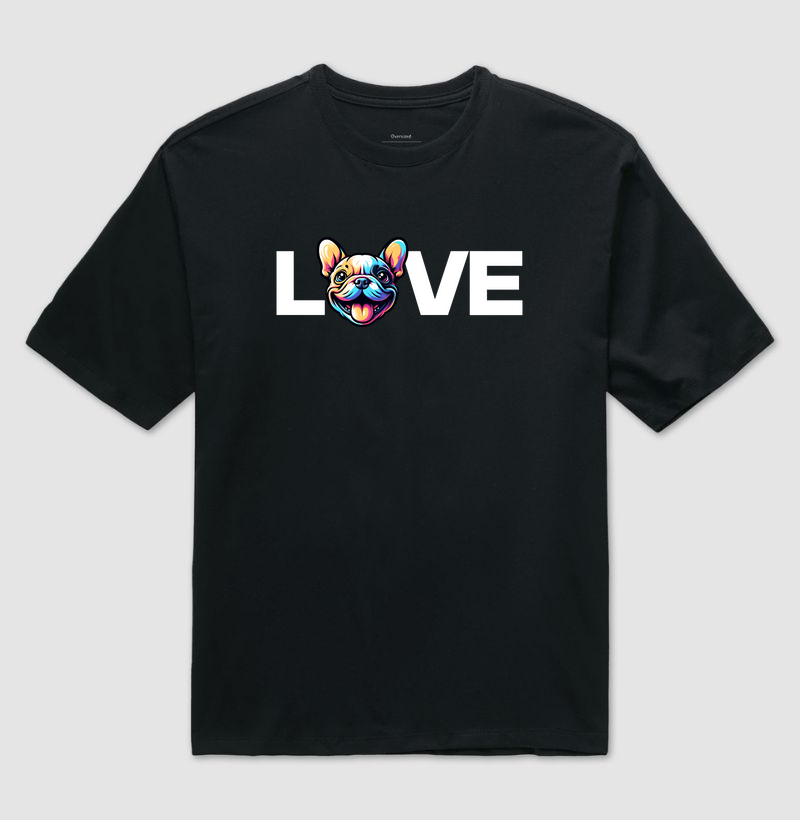 Camiseta Oversized Love Bulldog Francês