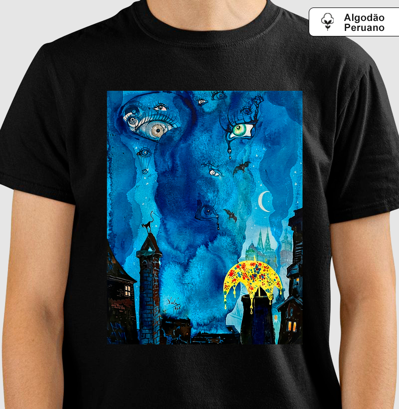 Camiseta Algodão Peruano Salvador Dalí Azul 
