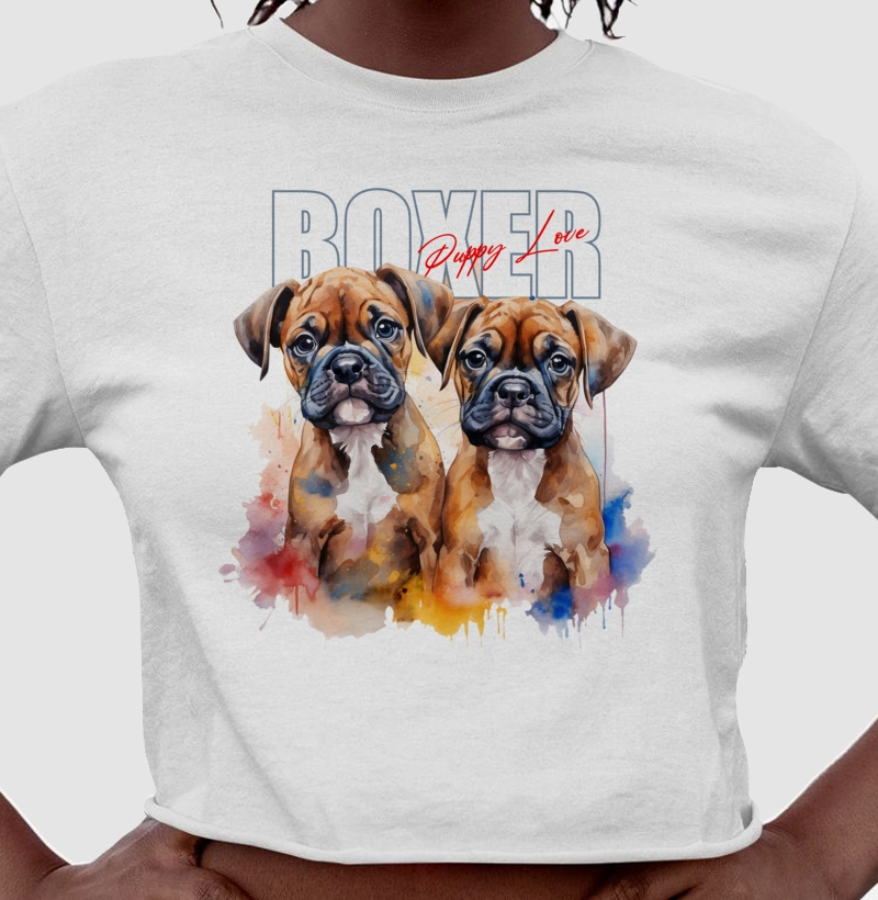 Camiseta Cropped Boxer Puppy Love