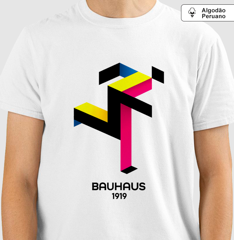 Camiseta Bauhaus 1919 Design Geométrico Minimalista | Algodão Peruano Premium