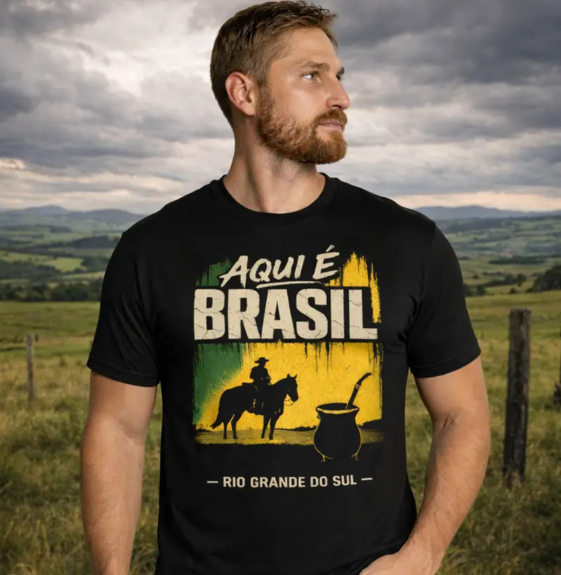 Camiseta Filhos da Patria Aqui e Brasil Rio Grande do Sul