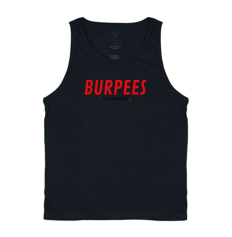 Camisa crossfit - BURPEES for breakfast - LOGO VERMELHO TRENO.