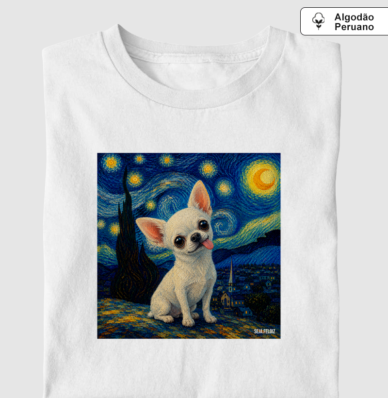 Chihuahua Estrelado 🌙✨🐾 - Camiseta Algodão Peruano