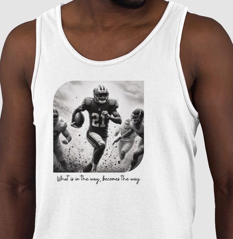 Camiseta regata branca "What is in the way..."