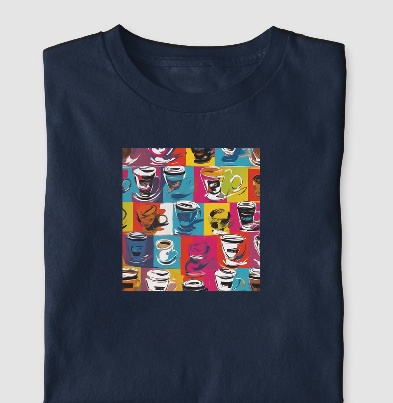 Camiseta Xícaras Coloridas Algodão Nacional