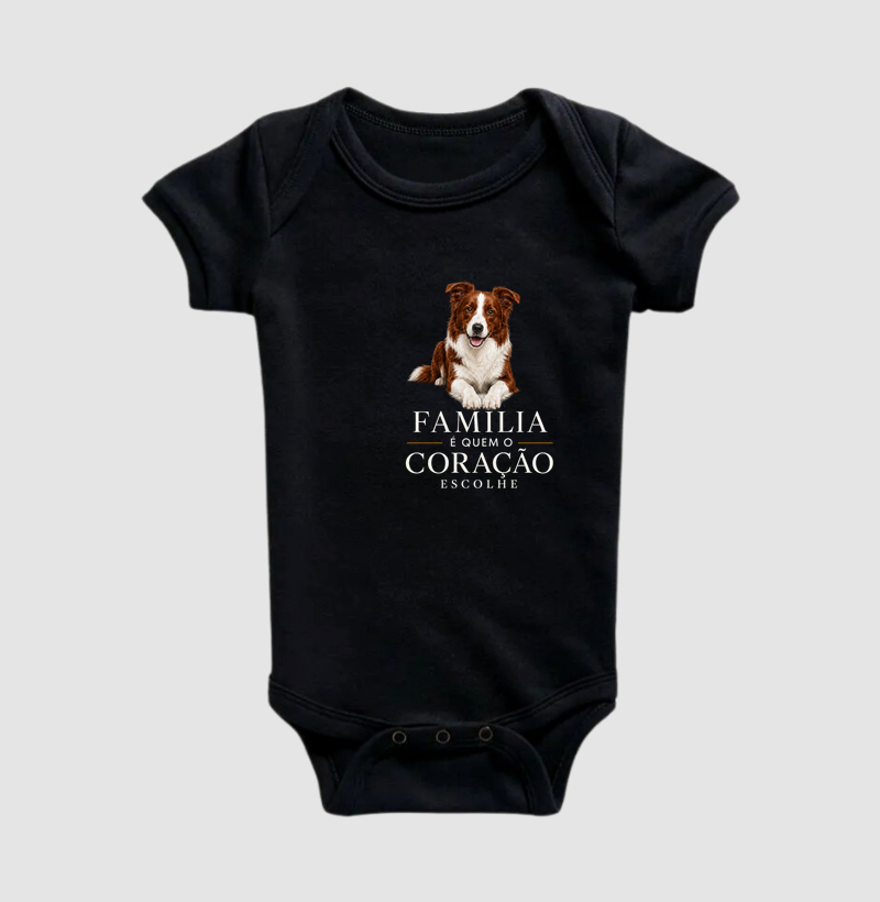 Border Collie Marrom - Família - Body Infantil