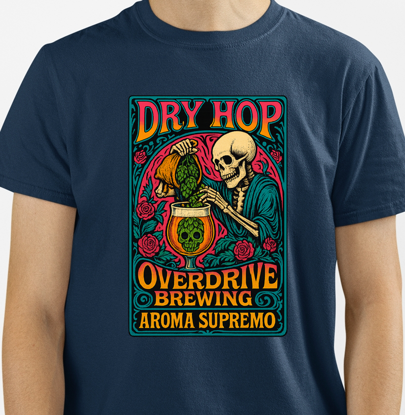 Camiseta Dry Hop Overdrive – Caveira, Lúpulo e Aroma Supremo