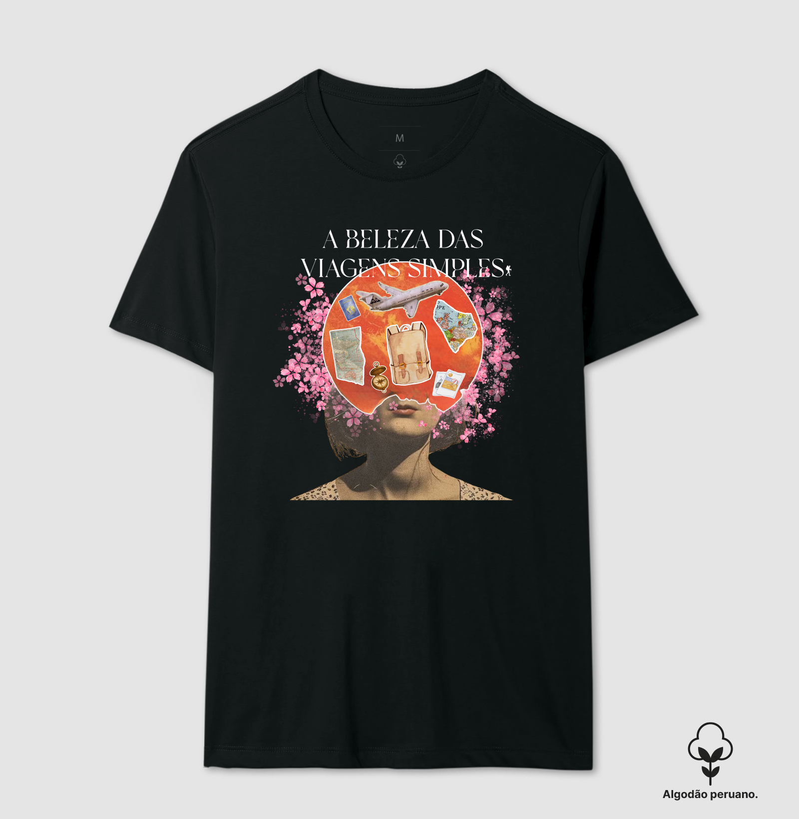 Camiseta A Beleza das Viagens Simples | Arte Collage Viagem Flores | Colecao Viciados em Viagem | Excursionista