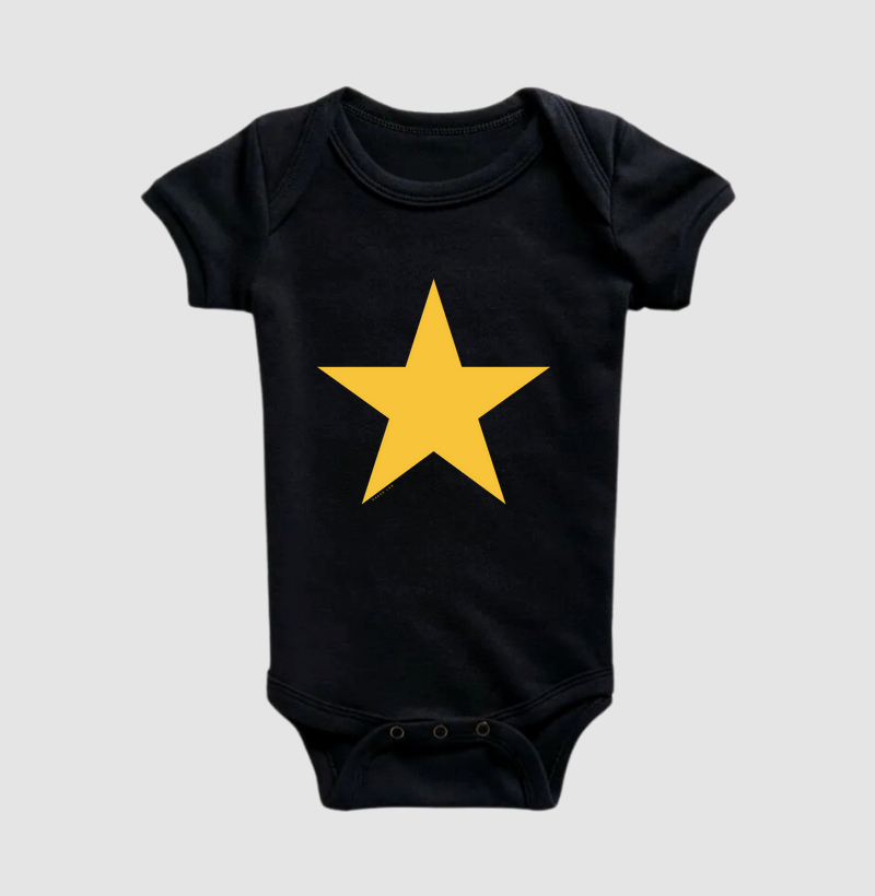 Estrela jaune Body Infantil – Algodão Premium