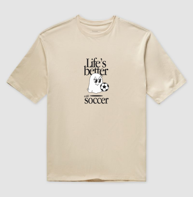 feminina de futebol estampa "life's better with soccer" joga bonita