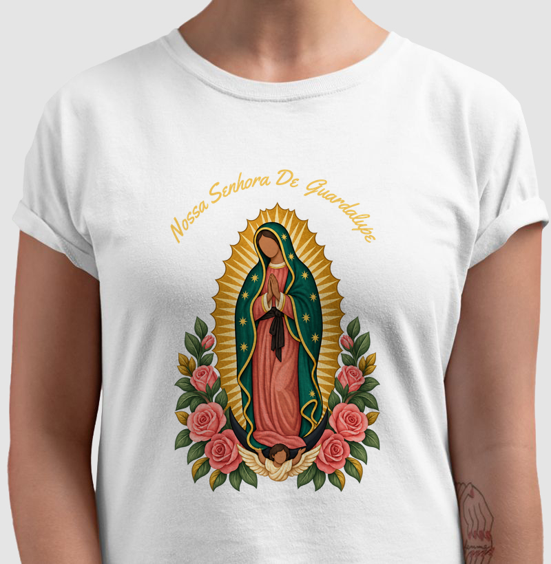 Camiseta Nossa Senhora de Guadalupe — Rosas de Esperança - Camiseta