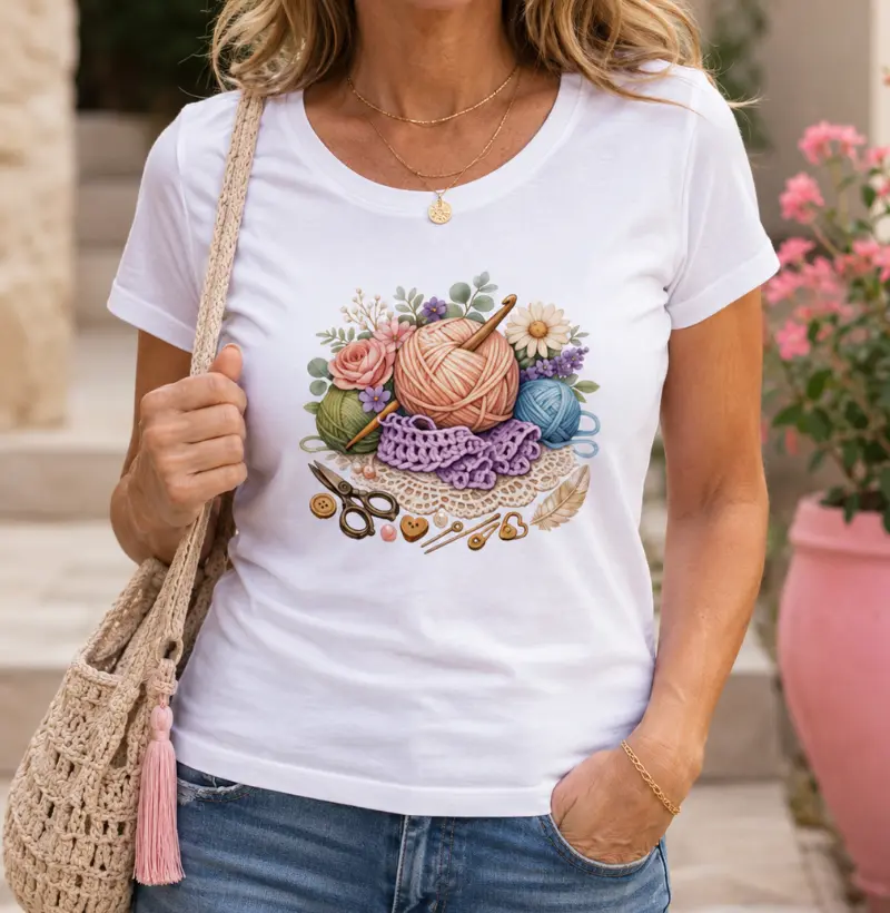 Camiseta Entre Fios e Flores Divertida