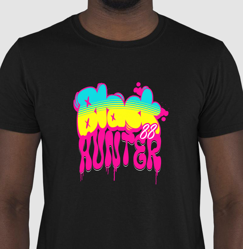 camiseta grafite art black hunter
