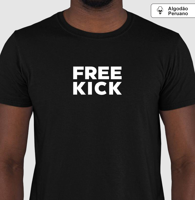 CAMISETA ALGODÃO PERUANO FREE KICK LOGO PRETO CENTRAL