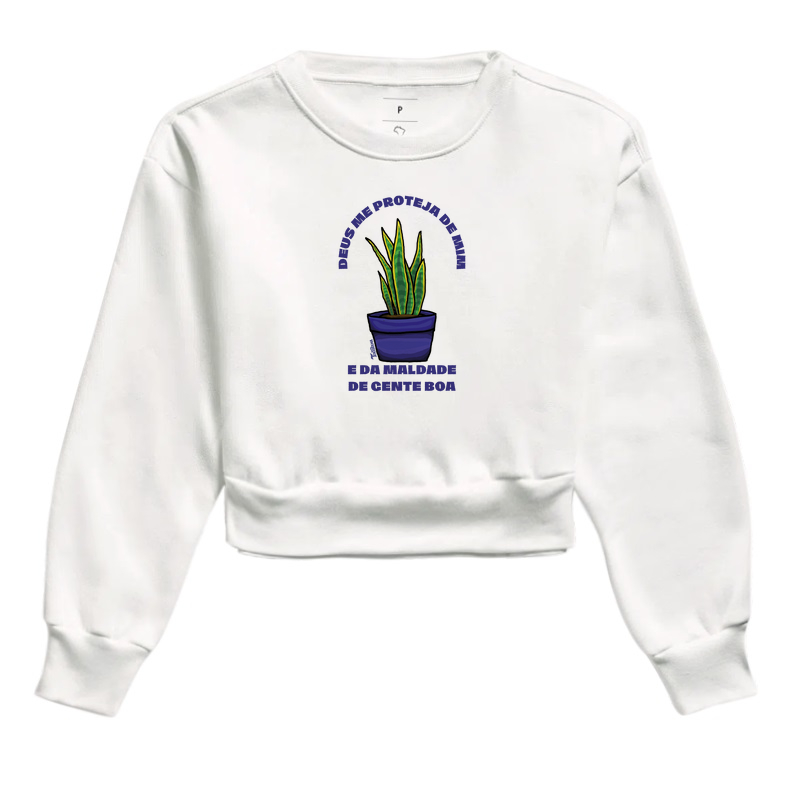 Moletom Cropped "Me Proteja"