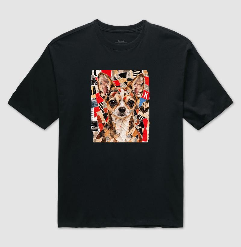 Chihuahua Magazine Collage - Camiseta Oversized