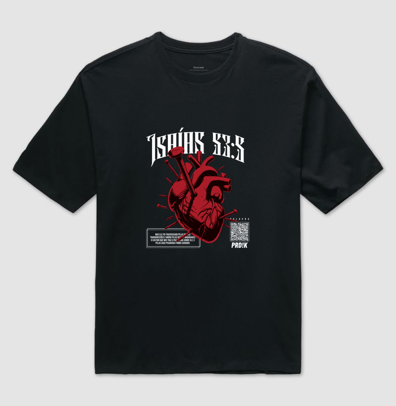 Camiseta Oversized Algodão com Estampa - Isaías 53