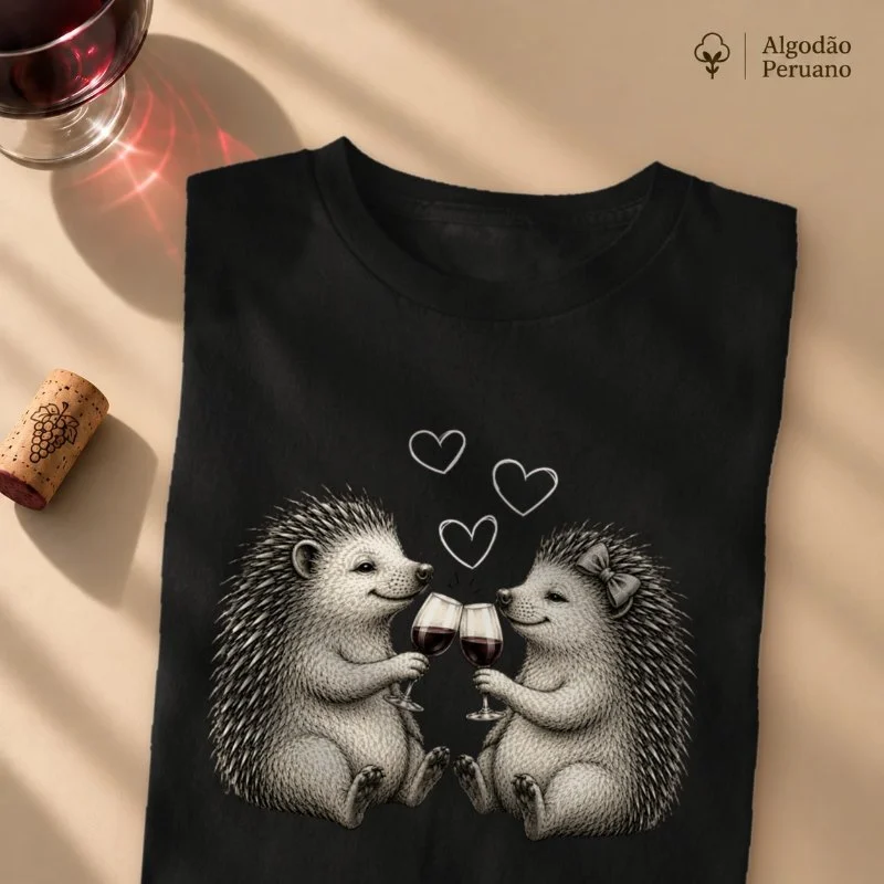 Camiseta Vinho - Brinde Porco Espinho - Camiseta Algodão Peruano