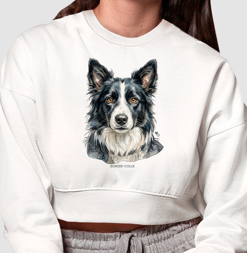 Cães - Border Collie - Moletom Cropped