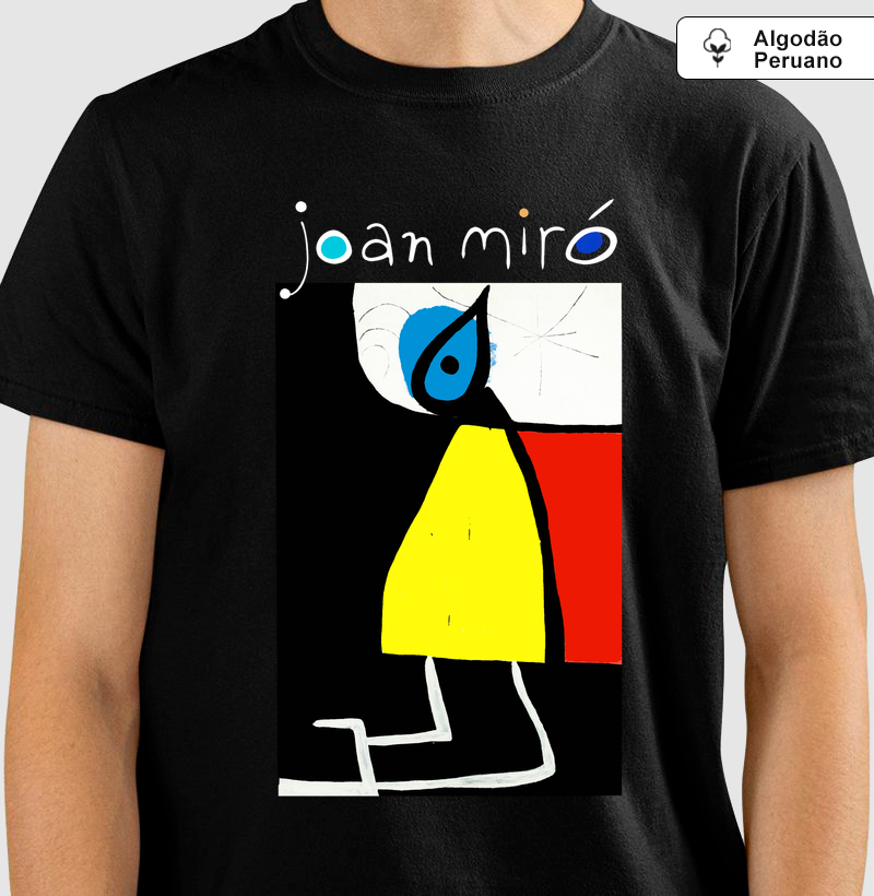 Camiseta Algodão Peruano Tanguis Joan Miró Arte Abstrata Geométrica 