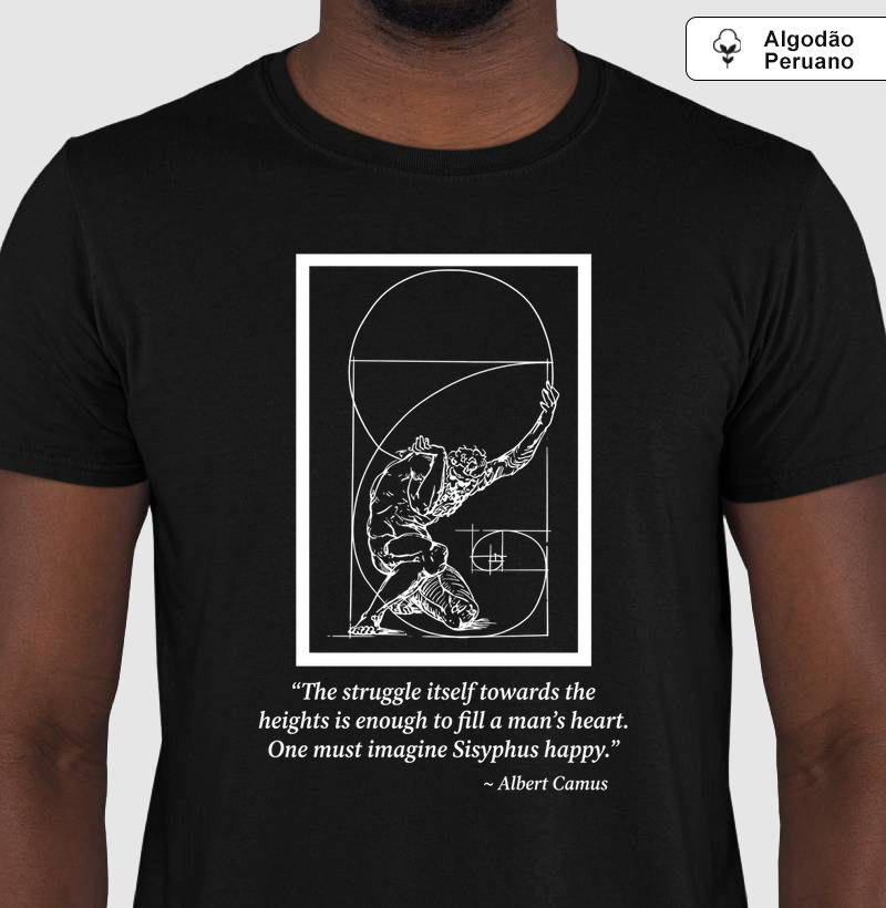 Camiseta Filosofia Mito de Sísifo Albert Camus Algodão Peruano 